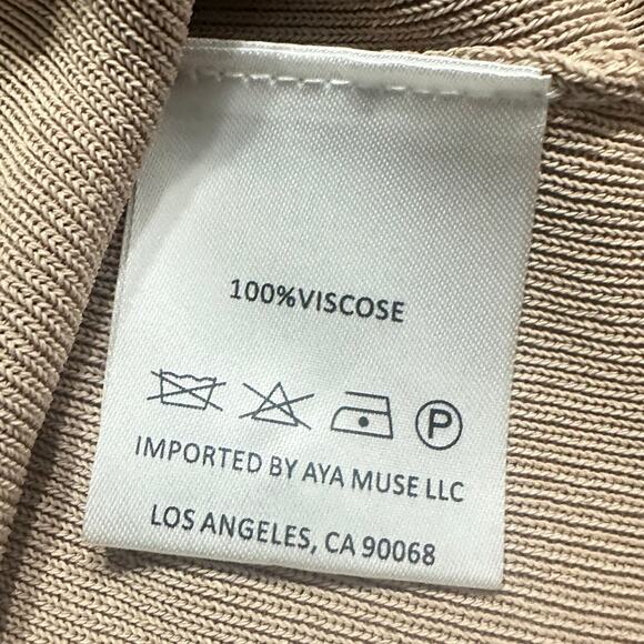 Aya Muse Tipo Mini Dress Women's XS Beige Cowl Neck Open Back Halter $650 - Picture 6 of 11